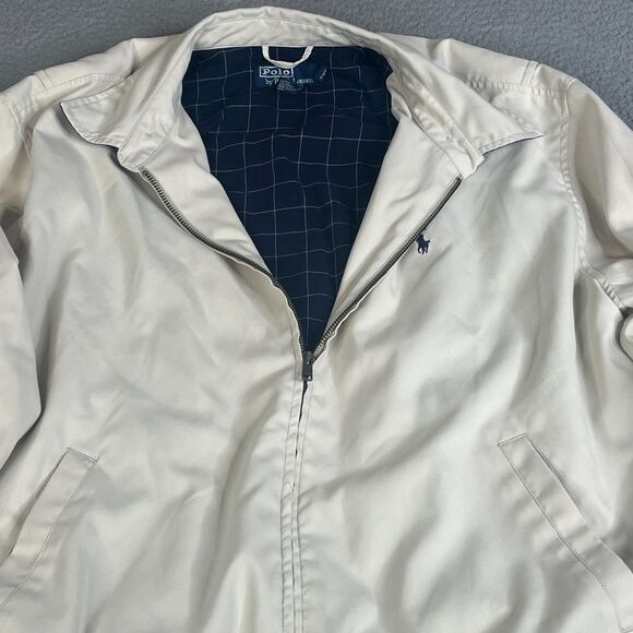 VTG Polo Ralph Lauren Jacket Large Tan Full Up Plaid Lined Bi Swing Windbreaker - Picture 4 of 13